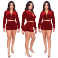 Superstarer Fashionable Newest Commodity Sexy Short Hot Selling Reflective Two Piece Jacket Set Women